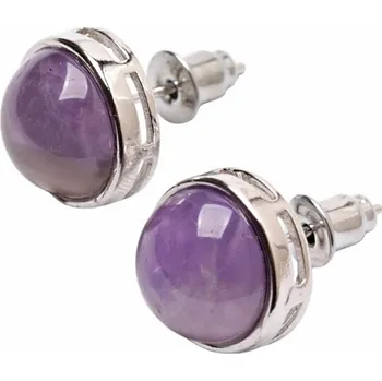 Náušnice Ametyst náušnice mosazné kulaté cca 1,2 cm