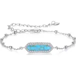 B-TOP Jemný stříbrný náramek s tyrkysovým kamenem - Stříbro 925