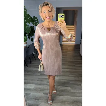 Dámské šaty Šaty elegantní 3/4 ruk. Trynite TK197 barva: zlatá, velikost: 44