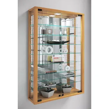 Komoda Vcm Nástěnná vitrína Vitrosa Mini se zrcadlem včetně LED osvětlení, buk