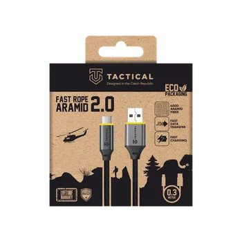 Datový kabel Kabel Tactical Fast Rope Aramid 2.0 Cable USB-A/USB-C 0,3m