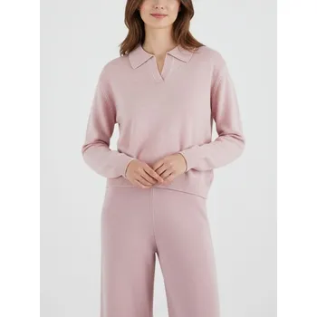 Dámský svetr Sinsay - Hladký svetr s límečkem - pastelová růžová - 060IJ-03X - 060IJ-03X-XL