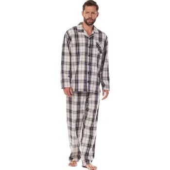 Pánské pyžamo Pyžamo L&L 2471 Ben long/r M-XL pánské rozepínací grafit XL