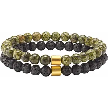 Náramek Sada náramků ze serpentinu a lávy obvod cca 16 až 23 cm