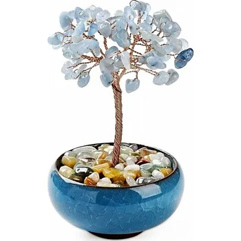 Stromeček z akvamarínu v tyrkysovém - dekorace domů a kanceláře cca 11 cm