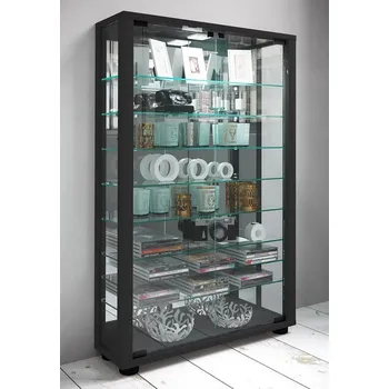 Komoda Vcm Vitrína Lumo Mini se zrcadlem, černá