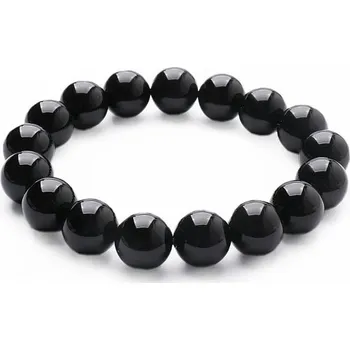Drahý kámen Onyx luxusní náramek z velkých korálků obvod cca 17 až 21 cm