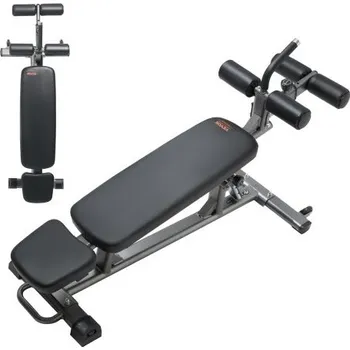 Posilovací lavice Posilovací lavice VEVOR, sklopná lavice na břišní svaly s rukojetí pro obrácené manévry, se 4 nastavitelnými výškami, odolná ocel, nosnost 453 kg, pro cvičení v domácí posilovně, silový trénink, posilování celého těla