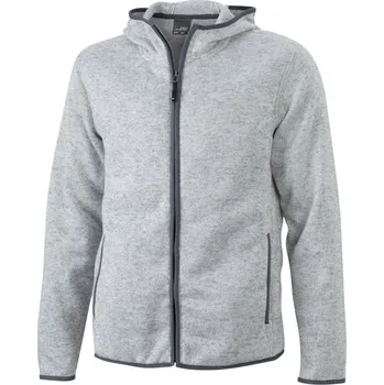 Pánská mikina Pánská pletená fleecová bunda s kapucí JN 589 light melange-carbon 3XL