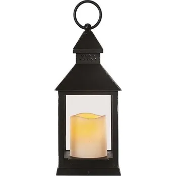 Lucerna EMOS LED dekorace – lucerna antik černá blikající, 3x AAA, vnitřní, vintage, časovač