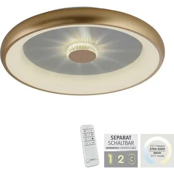 LEUCHTEN DIREKT is JUST LIGHT LED stropní svítidlo matná mosaz 61x61 kruhové křišťálový efekt stmívatelné CCT 2700-5000K LD 14386-60