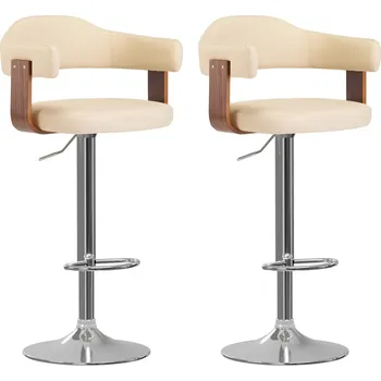 Barová židle zahrada-XL Barové stoličky 2 ks krémové ohýbané dřevo a umělá kůže 327335