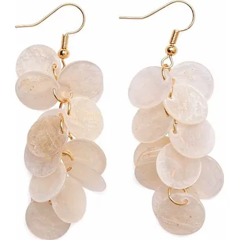 Náušnice Módní náušnice s plátky Mother of Pearl bílé délka cca 6,5 cm