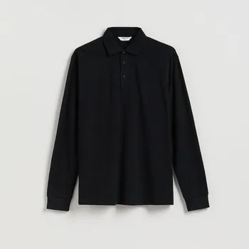 Pánské tričko Reserved - Polo tričko s dlouhým rukávem - černý - 016HM-99X - 016HM-99X-S