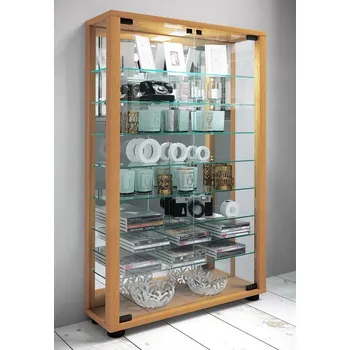 Knihovna Vcm Vitrína Lumo Mini se zrcadlem, včetně LED osvětlení, buk