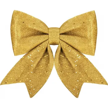 Vánoční dekorace SPRINGOS Vánoční mašle s flitry 19,5x21cm zlatá, vánoční dekorace