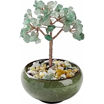 Stromeček z avanturínu v zeleném - dekorace domů a kanceláře cca 11 cm