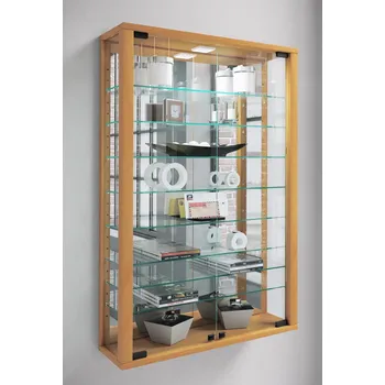 Komoda VCM Nástěnná vitrína Vitrosa Mini se zrcadlem, buk 487143
