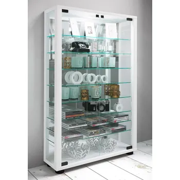 Komoda VCM Vitrína Lumo Mini se zrcadlem, bílá 487191