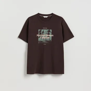 Reserved - Tričko regular s potiskem - pudrově hnědá - WD045-98X - WD045-98X-S