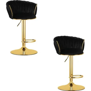 Jídelní židle Sada dvou barových židlí MIG sametová, zlatá / černá (2 ks)