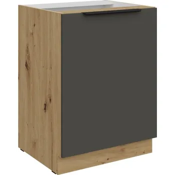 Kuchyňská skříňka Dolní jednodveřová skříňka LUNARA - šířka 60 cm, grafit / dub artisan