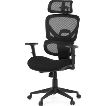 Kancelářská ergonomická židle TRAGEL — síť / látka, černá
