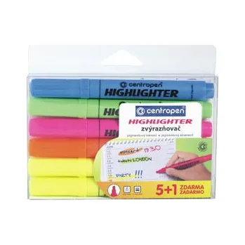 Zvýrazňovač Centropen HIGHLIGHTER 8552 / sada 5 + 1