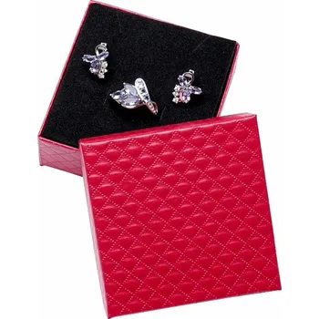 Dárková krabička Papírová dárková krabička červená vzorovaná na všechny druhy šperků 7,5 x 7,5 cm 7,5 x 7,5 x 3,5 cm