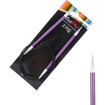 Nástroj na niť a příze Pevné kruhové kovové jehlice Zing KnitPro 100 cm 6 mm