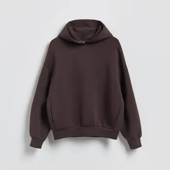 Pánská mikina Reserved - Jednobarevná mikina s kapucí - tmavě hnědá - 519EF-89X - 519EF-89X-XL