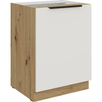 Kuchyňská skříňka Dolní jednodveřová skříňka LUNARA - šířka 60 cm, bílá / dub artisan