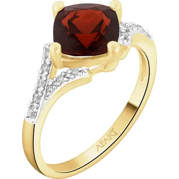 Prsten Zlatý prsten s diamanty a granátem - ryzost 585 - 240.149