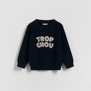 Chlapecká mikina Reserved - Svetr s&nbsp;aplikací - tmavomodrá - 687FH-59X - 687FH-59X-92