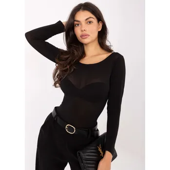 Dámská halenka Černá průsvitná halenka z viskózy s lodičkovým výstřihem IT-BZ-21817.07P-black Velikost: ONE SIZE