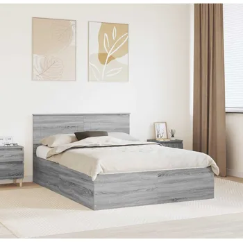 Postel vidaXL Rám postele s čelo Šedá Sonoma 150 x 200 cm kompozitní dřevo [3408660]