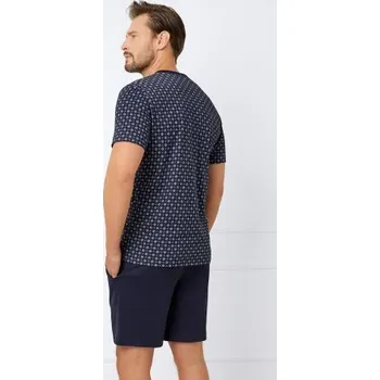 Pánské pyžamo Pánské krátké pyžamo Italian Fashion Gerard - bavlna Tmavě modrá L