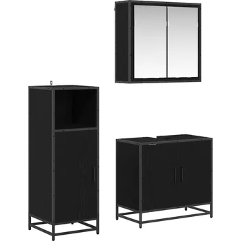 Koupelnový nábytek vidaXL Sada koupelnového nábytku 3 pcs Černý dub kompozitní dřevo [3402368]