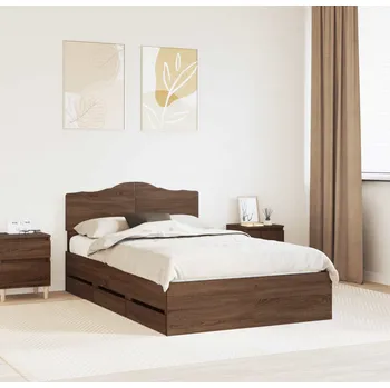 Postel vidaXL Rám postele se zásuvkou Hnědý dub 120 x 200 cm Inženýrské dřevo [3413032]