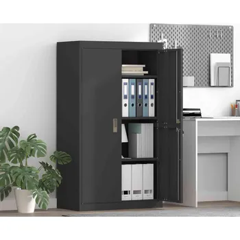 Zásuvkový kontejner vidaXL Úložná skříňka 2 pcs Černý 80 x 40 x 140 cm Ocel [3406178]