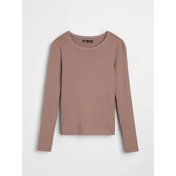 Dámské oblečení Sinsay - Tričko s dlouhými rukávy - hnědá - 470EU-84X - 470EU-84X-XS