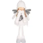 Anděl se srdcem - látková figurka, bílá barva