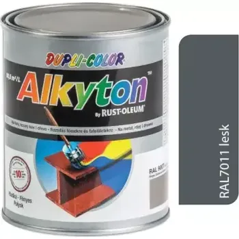 ALKYTON - Alkyduretanová antikorozní barva na kov 2v1 bez základu ocelová šedá lesklá 750ml
