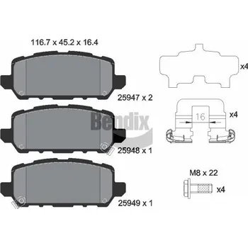 Brzdová destička Sada brzdových destiček, kotoučová brzda BENDIX Braking BPD2277