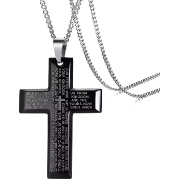 Oblečení a móda Přívěsek z chirurgické oceli kříž Leeroy černý - Model BEZ ŘETÍZKU (pouze přívěsek)