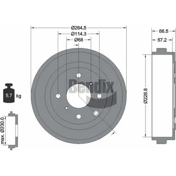 Brzdový buben Brzdový buben BENDIX Braking BDM1164