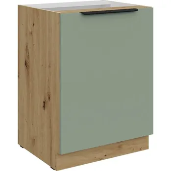 Kuchyňská skříňka Dolní jednodveřová skříňka LUNARA - šířka 60 cm, zelená / dub artisan
