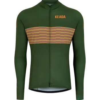 Pánské tričko KEADA SPORTS Dámský cyklistický dres s dlouhým rukávem S ZELENÁ|ŽLUTÁ