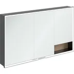 Villeroy & Boch My View+ - Zrcadlová skříňka s LED osvětlením 130x75x17 cm, 3 dvířka, Nordic Oak/matná černá B48213VJ