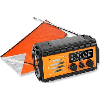 Powerbanka Green Power Nouzové rádio s powerbankou 20 000 mAh – nouzová sada s bivakovacím spacákem Červená